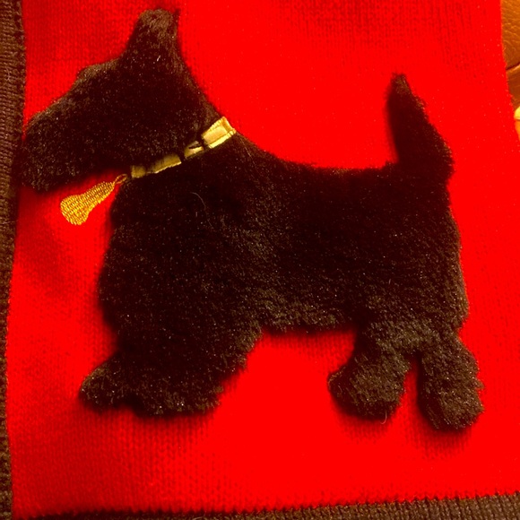 Red cardigan with Scottish terriers, size S - Picture 3 of 5